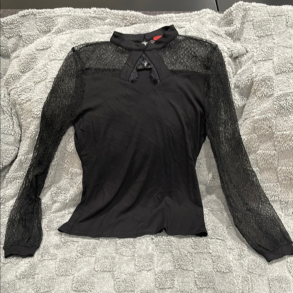 BKE Black Fitted Long Sleeve Blouse
